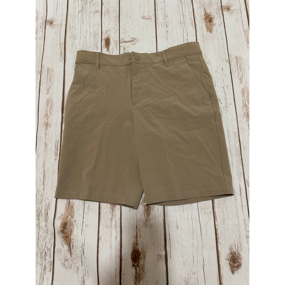 All in motion Shorts Tan Khaki Flat Front Tech Golf Shorts Womens 32 9in